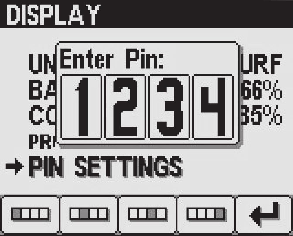 När du har angivit PIN-koden trycker du på knapp 5 (Figur 24). Obs: Siffran ökar varje gång du trycker på respektive knapp när du anger PIN-koden. Figur 25 2.