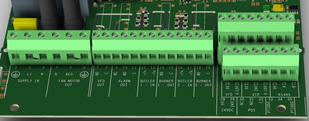 3120077 EB10v2 SE 20180625 Produktinformation 9 2.3.2 Kopplingsplint I nedanstående schema listas anslutningsalternativ för kopplingsplinten Terminal Beteckning Terminal TIllämpning 1 PE-jord 18 Ej