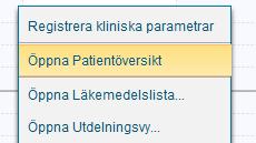 ANALYSYTA Är inte längre en del av Patientöversikten utan ett eget menyval och sökbar via Meny. Möjlighet finns att lägga Analysytan som en genväg. Fönstret kan också öppnas med kortkommando Ctrl+6.