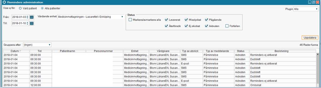 Sidan 37 Ny kolumn för Beskrivning har också tillkommit och ger vid felsökning förklaring till varför avisering