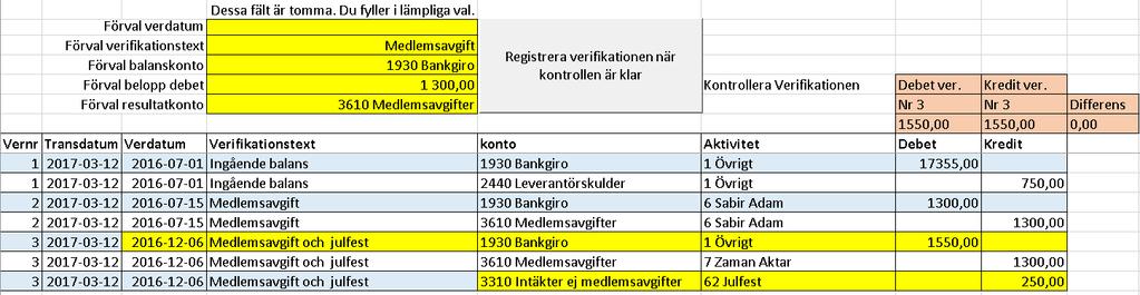 Du är nöjd. Tryck knappen Registrera verifikationen när du är klar.