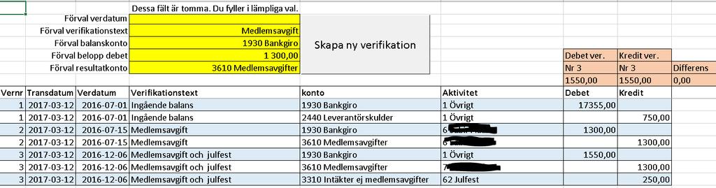 Antag att du betalar leverantörsskulden som är en faktura X 750 Kr avseende aktivitet 61.