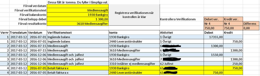 Eftersom du glömt att ta bort förvalet så måste raderna korrigeras manuellt. Klart att registrera.