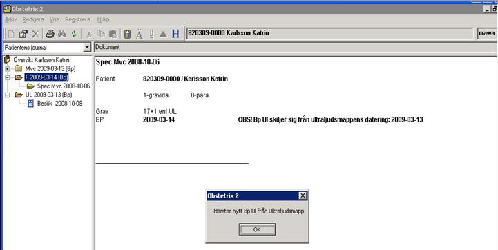 Knapparna till höger märkta med GS, CRL, BPD osv visar diagram över tiden. Klicka t ex på BPD och bilden ser ut så här.