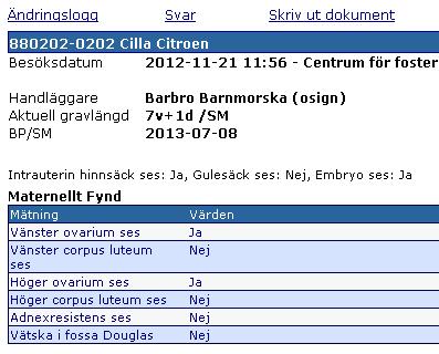 Besöksöversikt: Svarsöversikt: 6.7.2 Myom (Ny fr.o.m. 2.13.01.