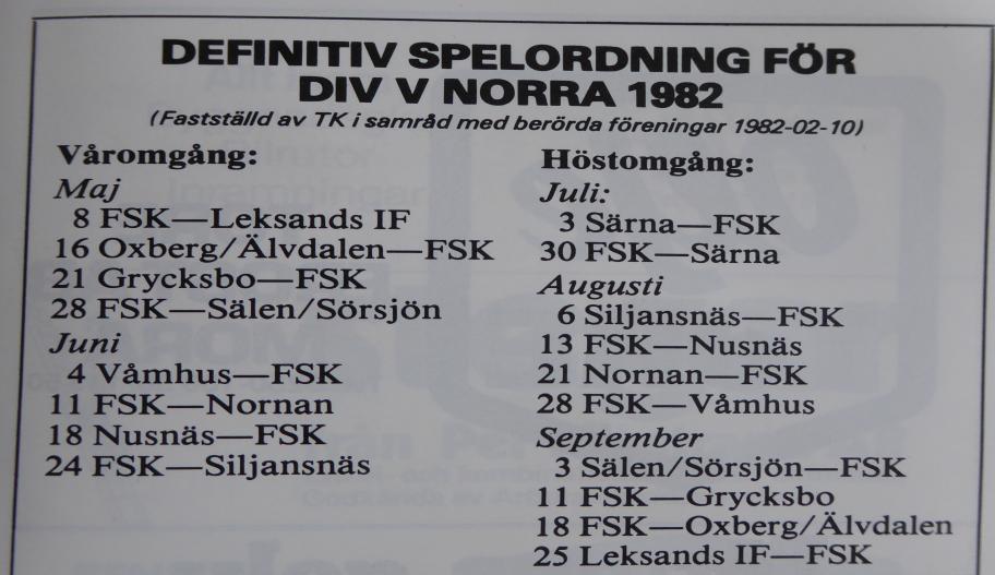 Färnäs SK spelade 18 matcher, vinst vid sju matcher och hela nio oavgjorda matcher samt två förluster.