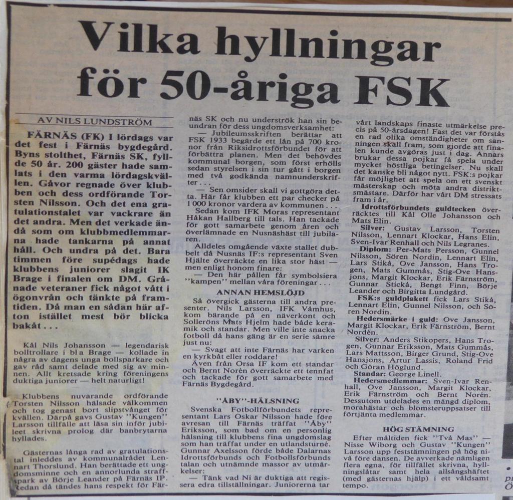Vilka hyllningar för 50-åriga FSK.