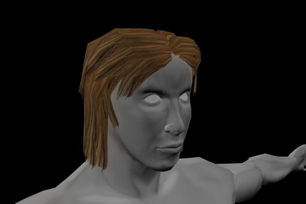 3.7 Maya Haire Efter att jag hade lagt på min normalmapp på modellen i Maya så började jag skapa håret till min karaktär, och eftersom att jag gjorde en karaktär för ett spel så var jag tvungen att