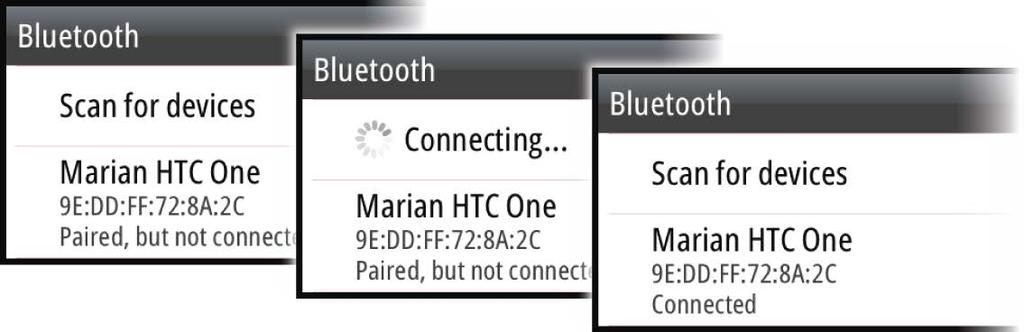 Nedan beskrivs hur du gör detta med en SonicHub 2-ljudserver. När du ska para ihop SonicHub 2 med en enhet med Bluetooth väljer du ikonen för Bluetooth-enheter bland ljudkontrollerna.