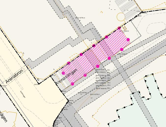 Smart planering för byggande Fastighetsbildning Utdrag ur registerkartan för piltmrådet Utbredning av 3D-utrymmet sm regleras i piltfallet är markerat med rsa.