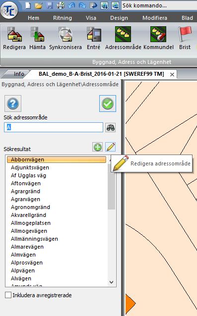 Skapa nytt adressområde genom att klicka på plus-tecknet, redigera ett