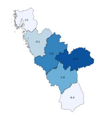 Gästnätter i Halland, jan-jun 2018 917 952 gästnätter (-4,0 %, -38 681 st) (Utveckling per
