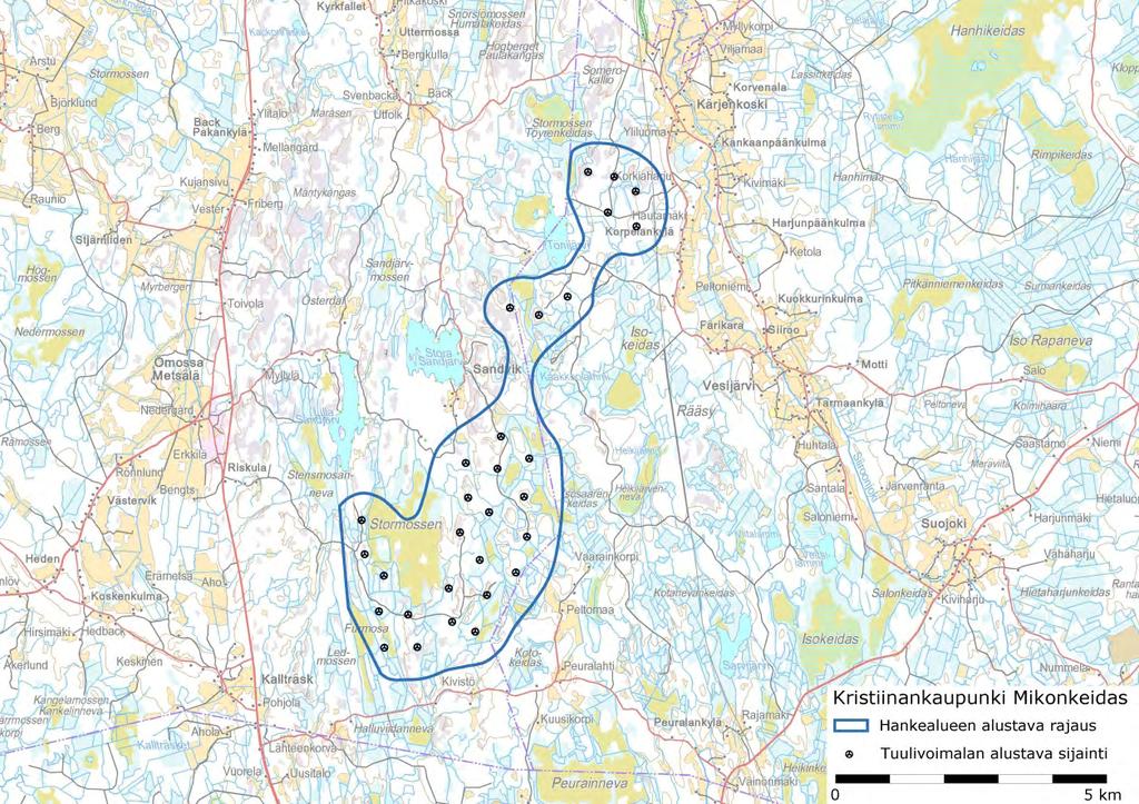 14 (99) Mikonkeidas vindkraftspark FCG DESIGN OCH PLANERING AB 3.1.5 Projektets syfte och regionala betydelse För att trygga landets energiförsörjning och självförsörjning bidrar projektet för sin
