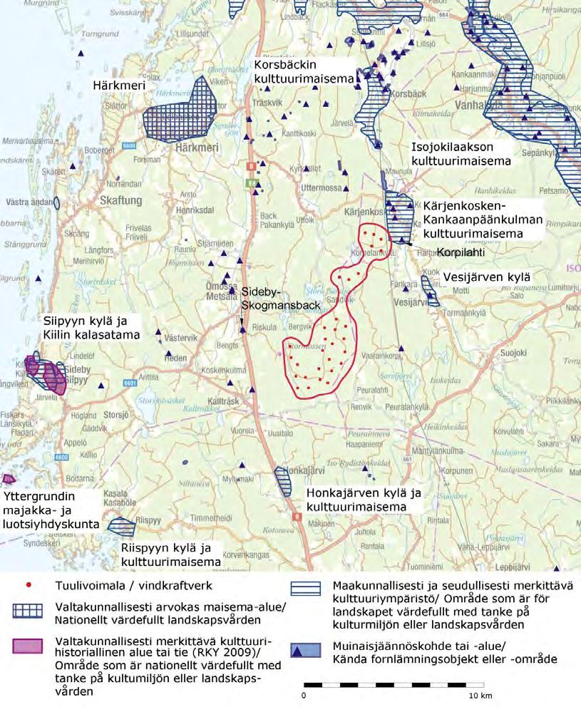 FCG DESIGN OCH PLANERING AB Mikonkeidas vindkraftspark 55 (99) Status Objekt Avstånd från närmaste vindkraftverk (RKY-objekt) 2009 Byggd kulturmiljö av riksintresse (RKY-objekt) 2009 Byggd