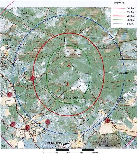 TJÄNSTESKRIVELSE 4 (8) Beräkning av ljudnivåer. Ur sökandens komplettering till anmälan 2015-02-12.