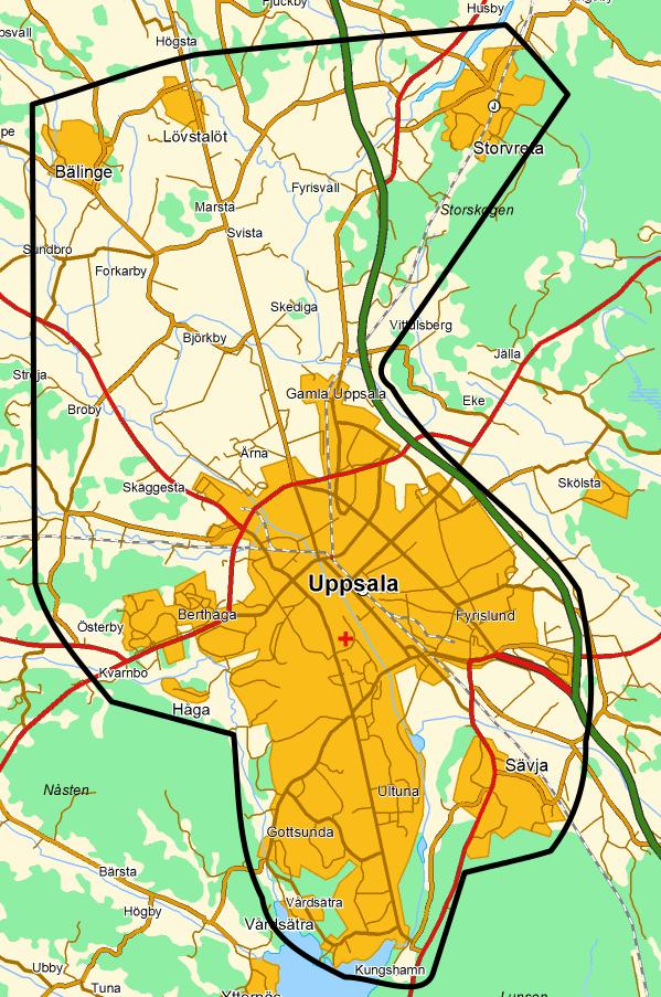 Karta över trafikpliktsområdet