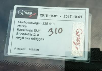 Boendeparkering - Tillstånden gäller i max 13 mån och byts därefter ut. - Tillståndet ska placeras synligt i framrutan under parkering.