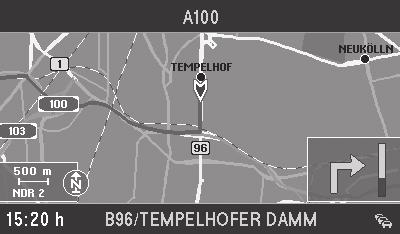 Vägledning 36 Översikt 1 Körriktningsvisaren anger aktuell fordonsposition och körriktning.