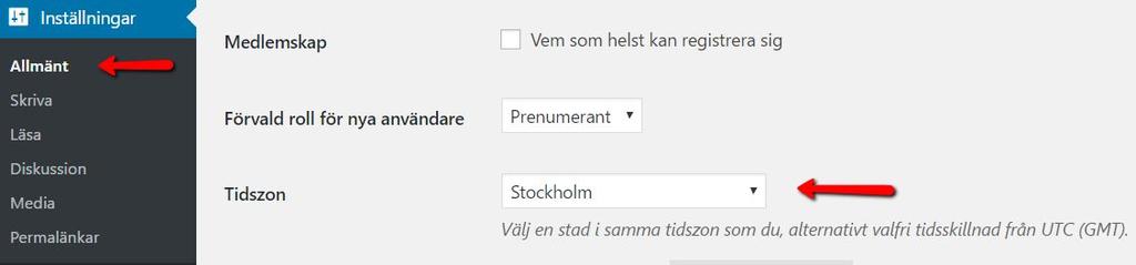 Gå till Inställningar > Allmänt > Tidzon (rullmeny) > Välj tidzon för er butik Steg 16.