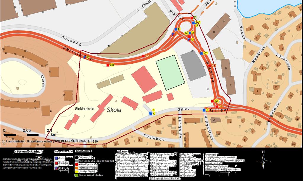 Upptagningsområde Sickla skola Eleverna på Sickla skola bor inom ca 2 km från skolan, ca 40 % bor inom 500 meters gångeller cykelavstånd.