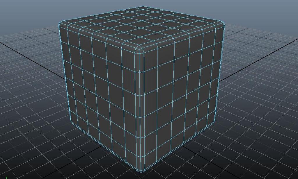 Figur 12: Kubens 3dmodell. Efter att modellen var skapad påbörjades riggningsfasen då det byggs upp en benstruktur som används för att modifiera och deformera kuben i animation.