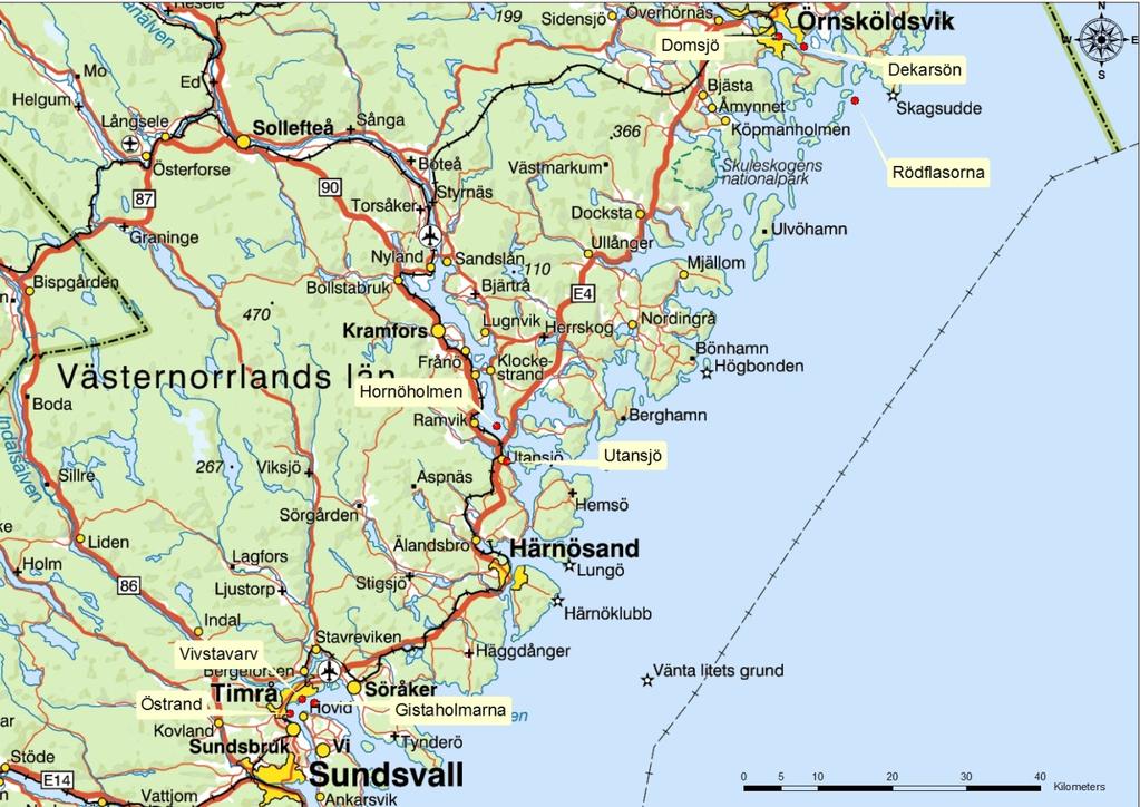 1. Koncentrationer av miljögifter i fisk, storskarv och havsörn i Västernorrlands län Material och metoder Områden för analyser av fisk är utvalda på grund av att de är kraftigt påverkade från