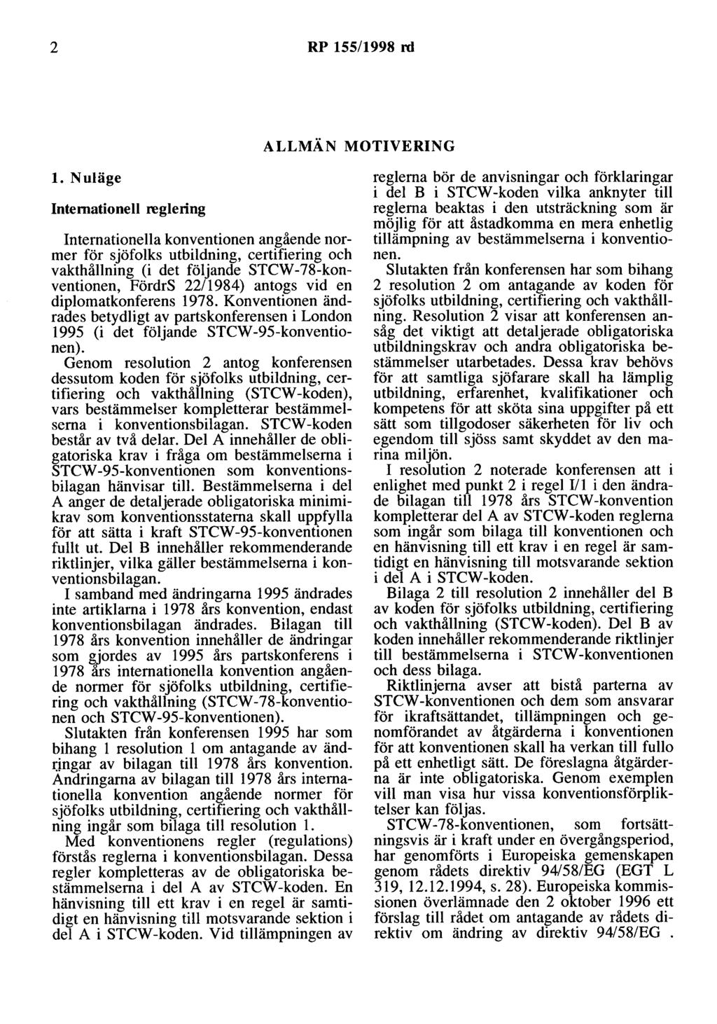 2 RP 155/1998 rd ALLMÄN MOTIVERING l.