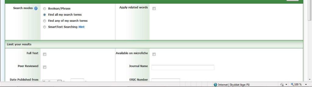 Välj ERIC (EBSCO) så att du får upp den databasen i ett nytt fönster.