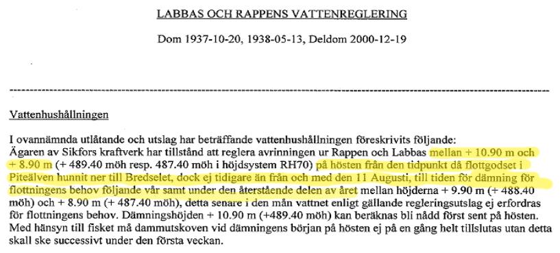 PITEÄLVENS VATTENRÅD (Piteälven, Lillpiteälven, Rokån och Jävreån) Rappen-Labbas projektet Undersöka om möjlighet till förändring av gällande vattendom.