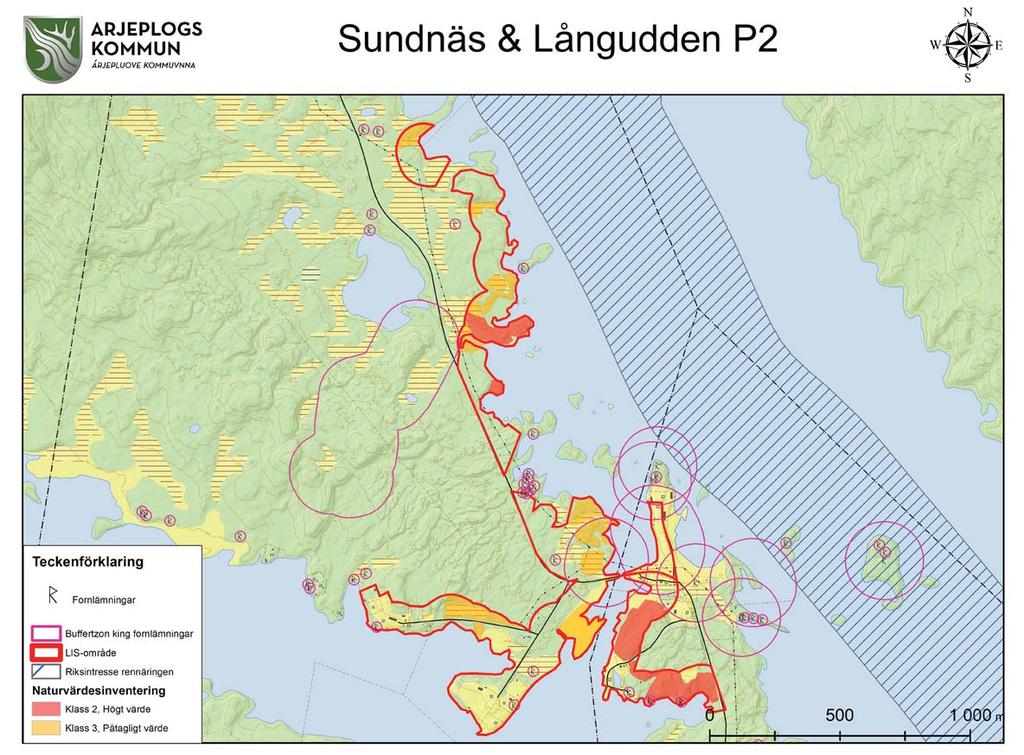 Sundnäs - Långudden (P2) Motiv Bebyggelse i attraktivt läge för att upprätthålla ett ekonomiskt och personellt underlag för kommersiell och offentlig service.