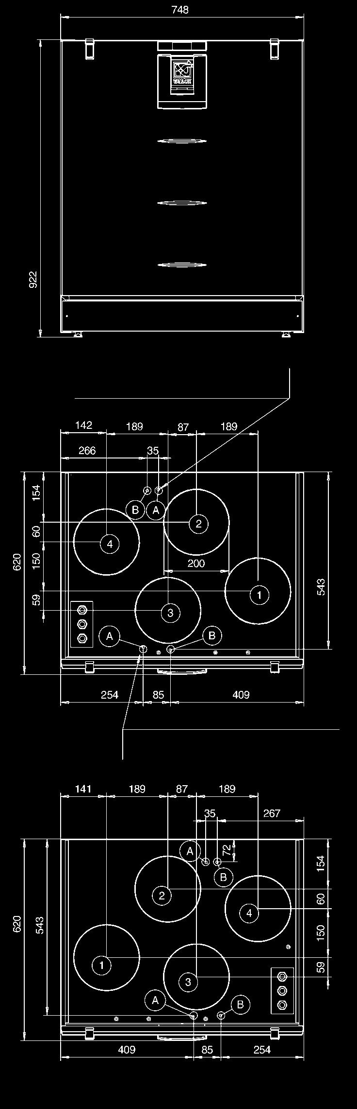 MÅ OCH HUVUDDELA Mått och kanalstosar VALLOX 150 Effect SE modell 4 11 8 16 10 7 5 1 6 3 9 MLV-radiatorns genomföringar