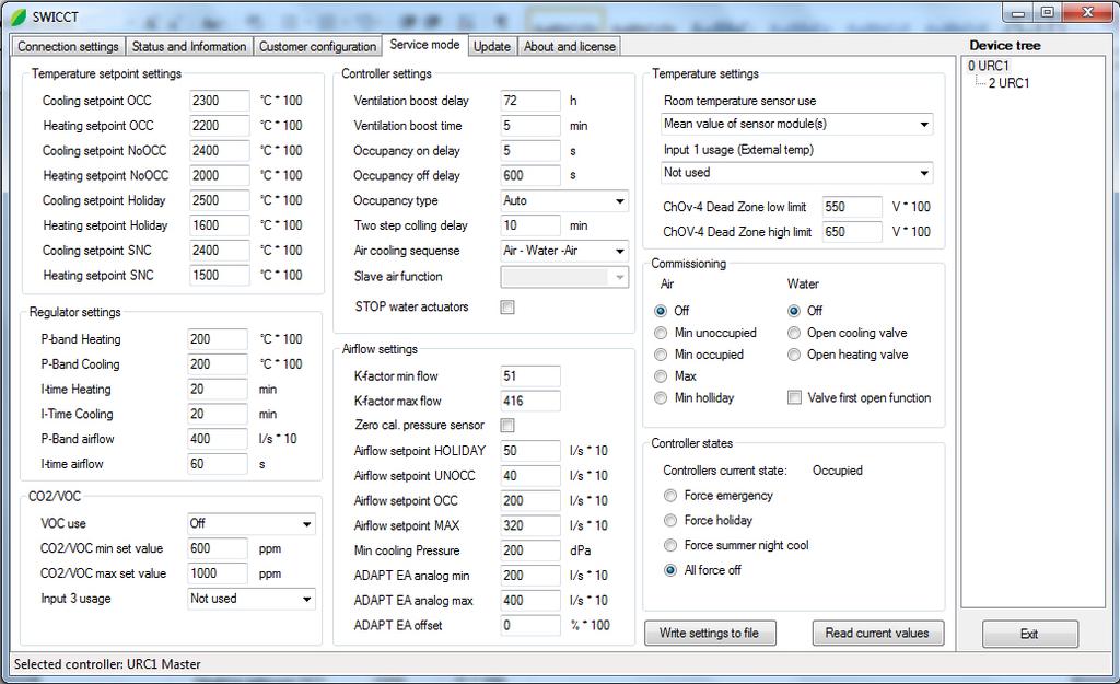 SWICCT SWICCT (SWegon Indoor Climate Configuration Tool) är programmet som gör att man enkelt kan göra inställningar i regulatorn.