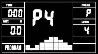 DOWN(-): Selects or decreases the values of PROGRAMS, TIME, DISTANCE, WATT, CAL., TARGET HEART RATE, AGE, and 10 kolumner.