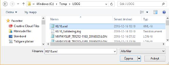 När filen har publicerats visas den under rubriken Publicerat. Om användaren är inloggad i appen MyPayslip visas en notifiering.