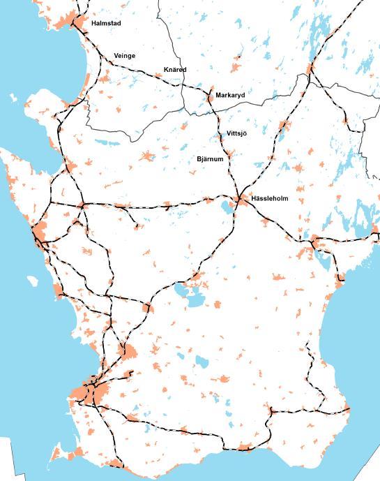 Godstransporter Transportvolymen 250 000 årston Undanträngd volym 250 000 ton Transportpotential 500 000 ton Summa 1 miljon årston (stämmer väl med TRV Basprognos) Trafiken på bandelen Halmstad C