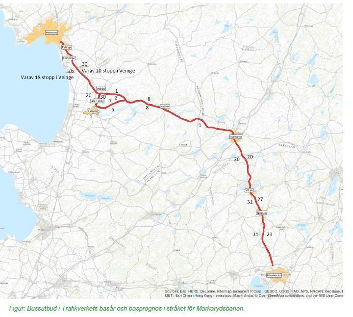 JA: Befintlig Buss/RegionTåg Begränsat utbud,