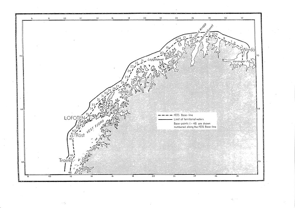 Anglo-Norwegian Fisheries Case UK: 10 M baslinje = sedvanerätten Norge: