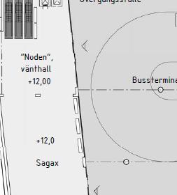 Utredning 24(52) Entré mellan bussterminalen och den så kallade noden ska ske genom dörrar så att båda terminalens påstigningszooner nås utan att den smala ytan mellan fasadlivet och körytan ska
