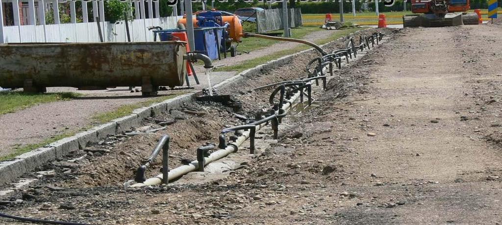 grus Pumpbrunnar Genomsläppliga jordar tex sand, grus, sandig morän Wellpoints Täta jordar tex siltjordar Moräner med stort