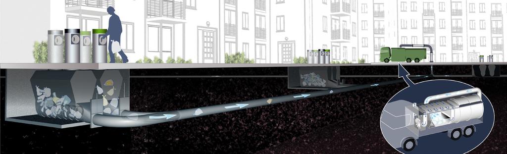 Stationärt sopsugssystem är ett maskinellt insamlingssystem där avfall med hjälp av vakuum transporteras genom rör i marken, från sopnedkastet till uppsamlingscontainrar belägna i en byggnad en bit