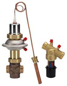 Flödesstyrd temperaturregulator AVTQ och IHPT Självverkande termostatisk ventil som reglerar tappvarmvattnet och använder flödeskompensering.