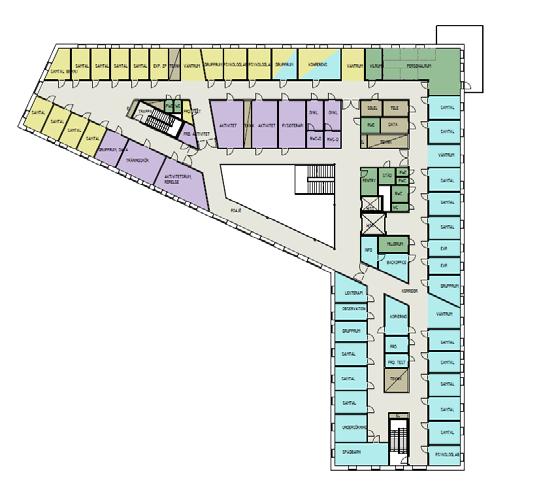 Sida 10(11) Plan 3 På plan 3 är BUP med reception belägen. Här finns även tre aktivitetscenter, konferensrum, personalrum och delar av vuxenpsykiatrin.