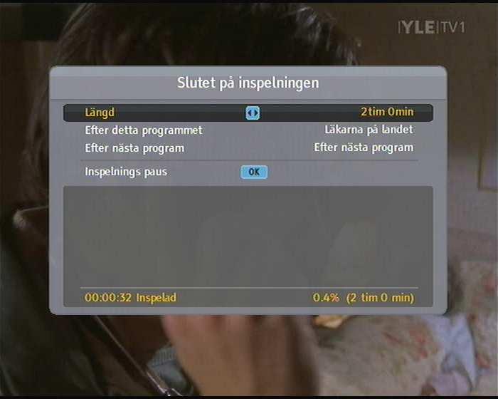 7.1 Spela in ett program 43 Då inspelningen har startats, visas symbolen i vänster bild högst upp på skärmen i ett par sekunder.
