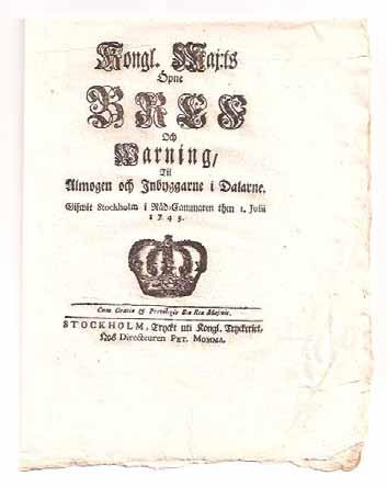 Nr 14. Politisk debatt. [anonym] Schönberg, Anders. Bref ifrån en landtman, om rikets och medborgares rätt. Stockholm, Kungliga tryckeriet, 1765. Bunden i ett senare pappband. 18 sidor. Gott skick.