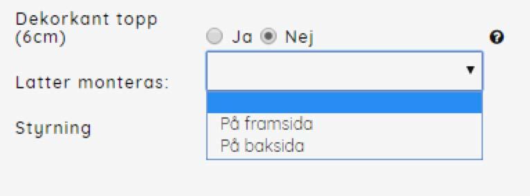 Lattor Vid beställning av modell M1 och M2 som levereras med lattor kan man välja om lattorna ska monteras på