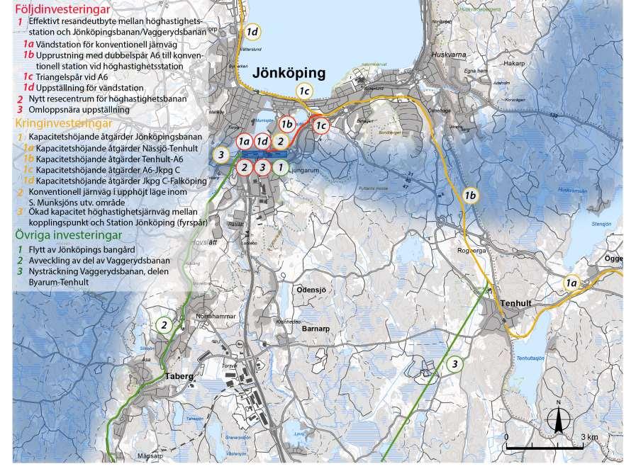 7.1.2 Stationslägets följdinvesteringar Följdinvesteringar är objekt som erfordras tillsammans med utbyggnaden av anläggningen för höghastighetsjärnväg för att denna skall fungera som avsett.