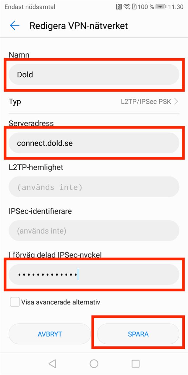 Kopiera och klistra in den delade nyckeln från ett textdokument där du kan se