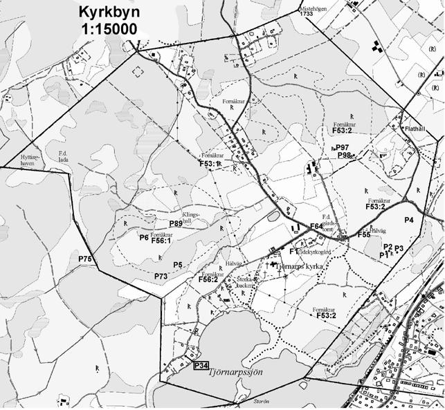 Då Tjörnarp genomgick laga skifte 1858 kunde samtliga tre bönder stanna kvar på den gamla byaplatsen.