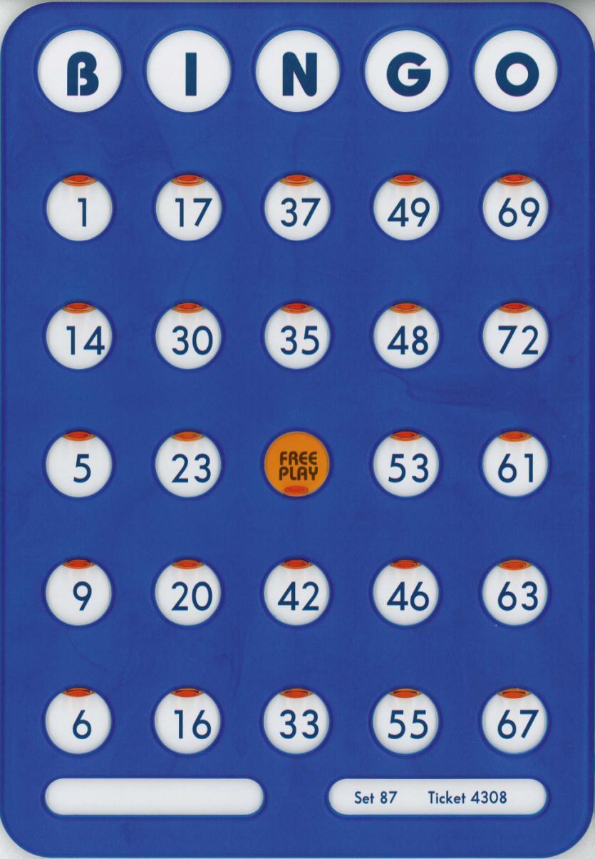 Plast Bingo Plast bingobricka Beskrivning Free Play Singelbricka Inyggda täckbrickor Dragningstal 1 75 För Internbingo Förpacknig om 50 Artikel nr 788320 Minsta
