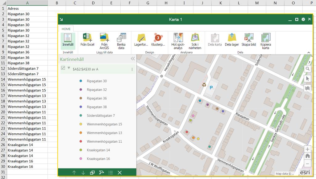 ArcGIS Maps for Office Kartvisning i Office